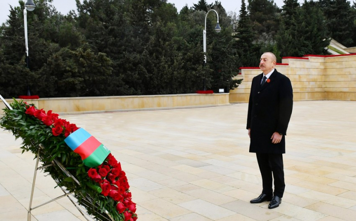 President Ilham Aliyev And First Lady Mehriban Aliyeva Visit Alley