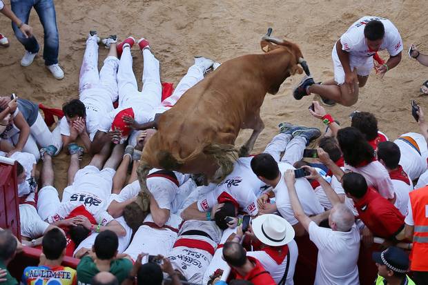 First bull run of San Fermin Festival in Pamplona - NO COMMENT
