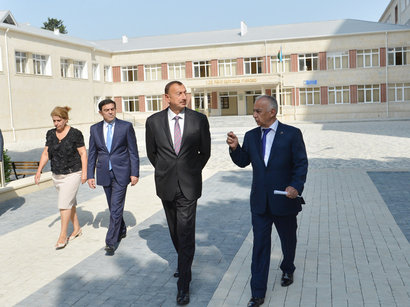 Azerbaijani President Ilham Aliyev familiarizes with condition of two schools in Baku after major repairs