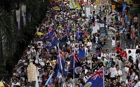 Thousands march for Hong Kong democracy, yet fatigue sets in