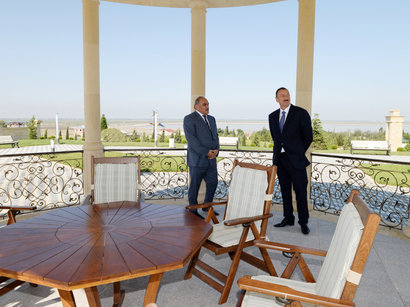 Azerbaijani President views Flag Square in Shirvan 