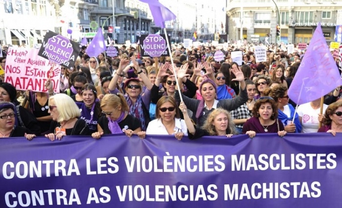 Tens of thousands protest in Madrid against domestic violence