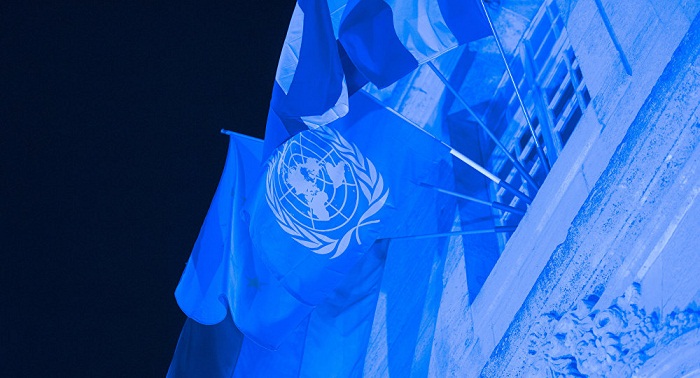 World Famous Landmarks in Blue Light on United Nations 70th Anniversary