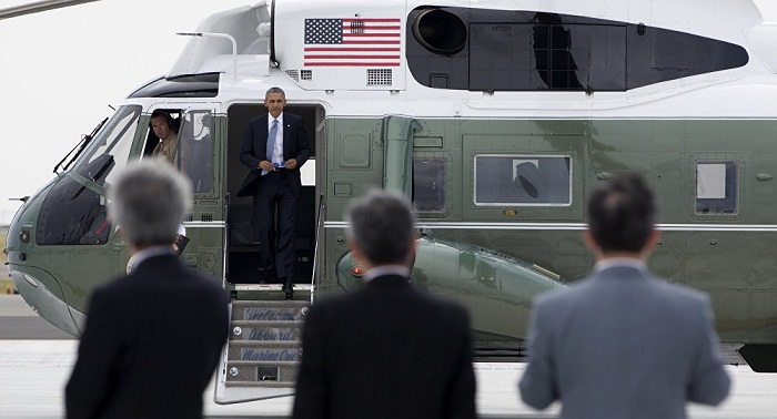 US President Obama arrives in Hiroshima for Peace Memorial Ceremony 