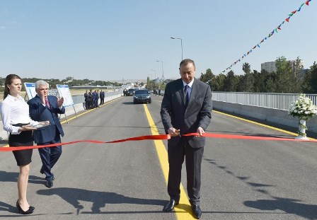 Prezident körpü və yolun açılışında - Fotolar