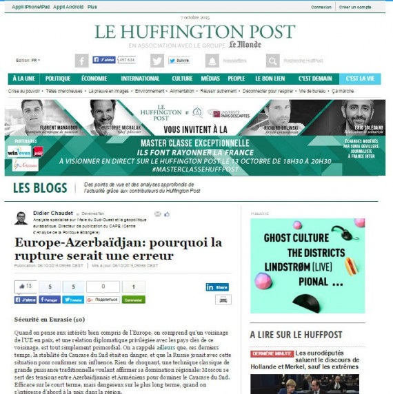 French "Le Huffington Post" portal criticizes statement adopted by EP on Azerbaijan