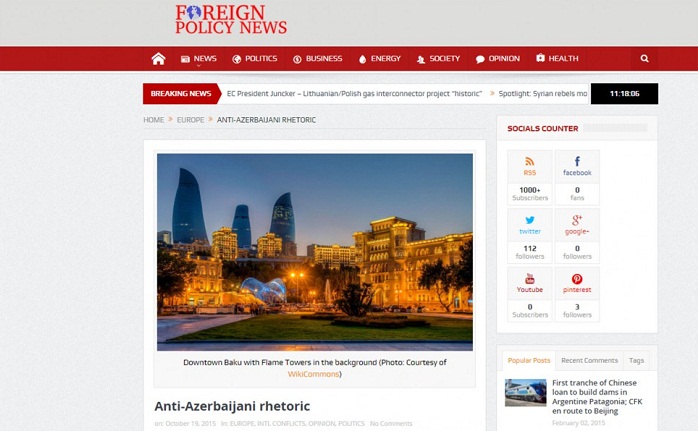 Foreign Policy: Azerbaijan plays key role in S.Caucasus and Middle East