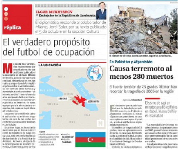 Mexican newspaper publishes article about Armenia`s aggressive policy