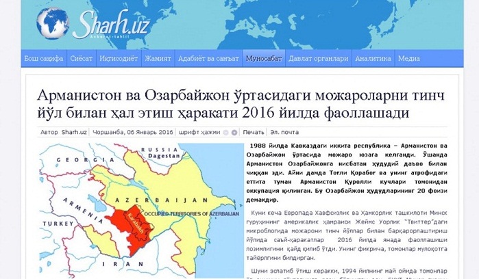 Uzbek news portal publishes article highlighting Nagorno-Karabakh conflict