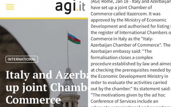 Italy-Azerbaijan Trade Chamber established