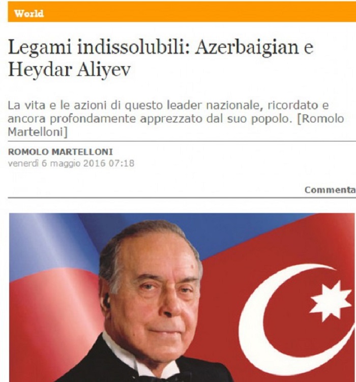 Italienische Presse veröffentlicht einen Artikel über großen Leader Heydar Aliyev