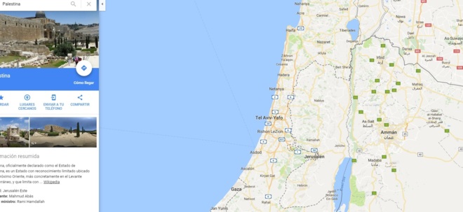 Google borra Palestina del mapa