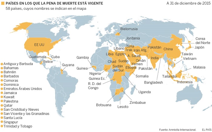 La pena de muerte aún se aplica en 58 países