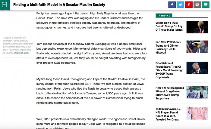 `Finding a multifaith model in a secular Muslim society` - Huffington Post