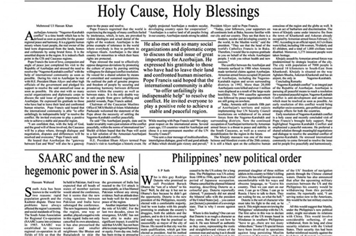 “Lead Pakistan” newspaper publishes article about Karabakh conflict