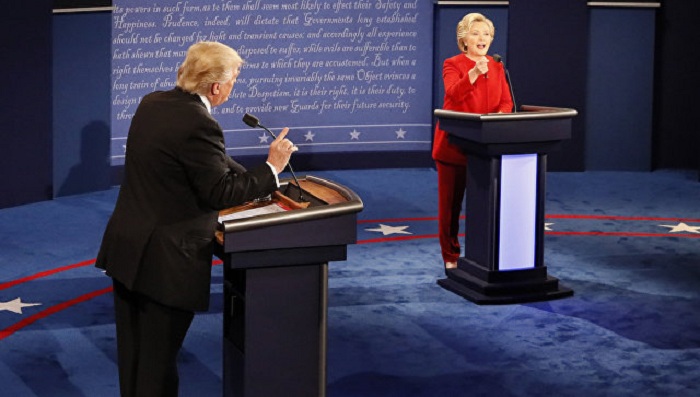 Gərgin debat: Klinton Trampı susdurdu (VİDEO) 