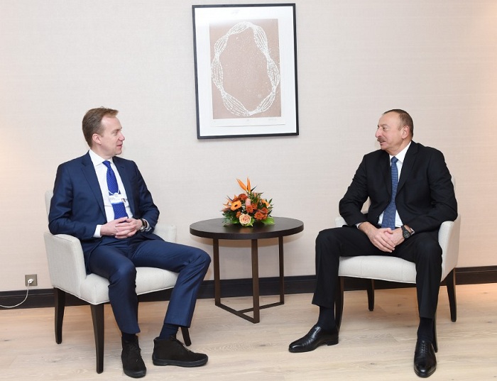 Treffen von Aserbaidschans Präsident Ilham Aliyev mit Außenminister von Norwegen