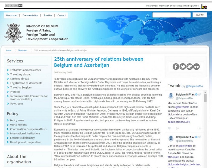 25ème anniversaire des relations entre la Belgique et l’Azerbaïdjan