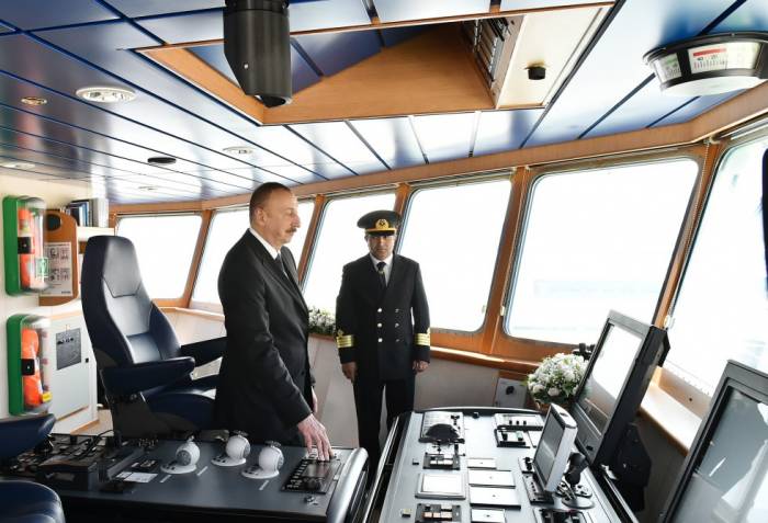 Ilham Aliyev a pris part à la cérémonie de la mise en service des navires «Djabraïl» et «Goubadly» - PHOTOS
