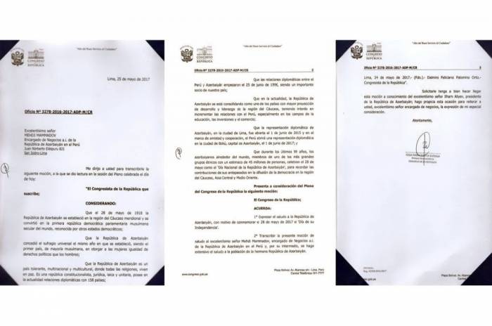 Le Congrès péruvien adopte un document à l’occasion du 28 Mai – Jour de la République