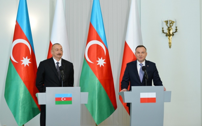 Azerbaijani, Polish presidents made press statements
