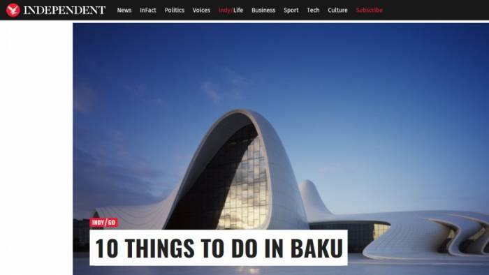 The Independent parle des avantages du voyage touristique à Bakou