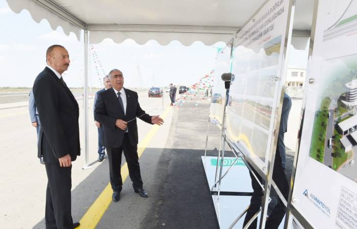 İlham Əliyev yeni qurulan yolların açılışında - Fotolar