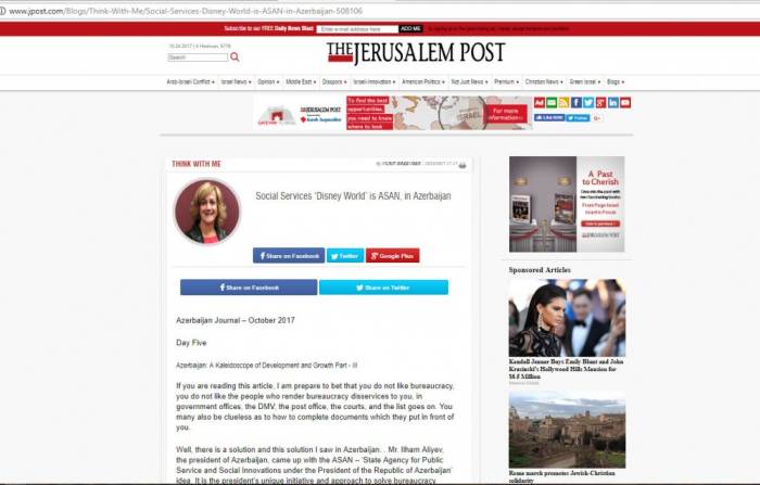 "The Jerusalem Post": ASAN ist “Walt Disney“ öffentlicher Dienste in Aserbaidschan