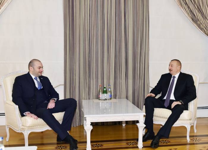 Aserbaidschans Präsident Ilham Aliyev empfängt Finanzminister von Georgien
