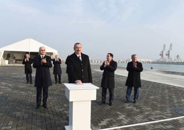 Ilham Aliyev attends opening of RO-RO terminal at Port of Baku