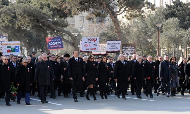 Ilham Aliyev, First VP Mehriban Aliyeva taking part in march on 25th anniversary of Khojaly genocide - PHOTOS