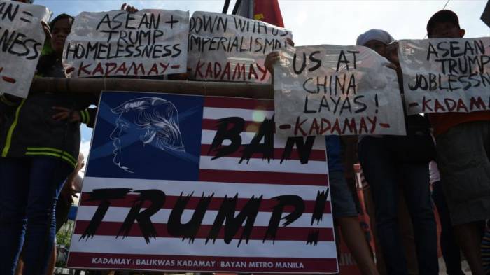 Choques en protesta anti-Trump dejan 16 heridos en Filipinas