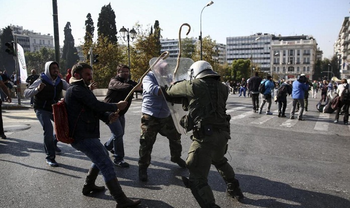 Protesting Greek farmers clash with police in central Athens