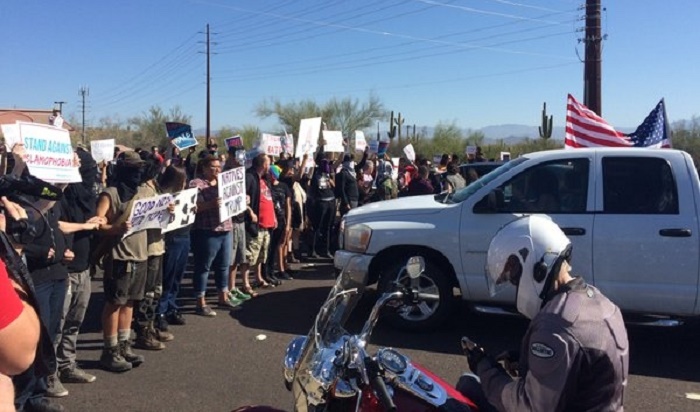 Anti-Trump Protesters Block Road in Arizona and Clash With Police in New York