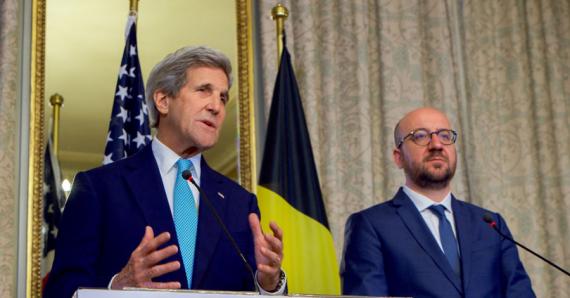 `Je suis Bruxellois`: Secrétaire d`Etat Kerry visite Bruxelles, affirme la solidarité des Etats-Unis