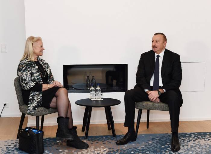 President Aliyev meets CEO of IBM company in Davos