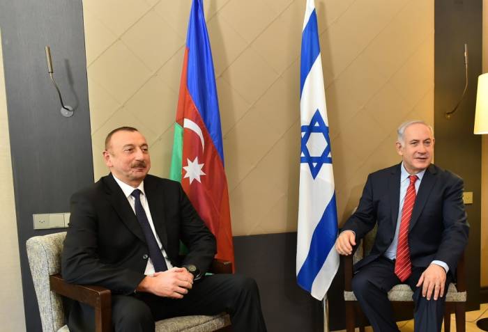 Treffen von Präsident Aserbaidschans Ilham Aliyev und dem israelischen Premierminister in Davos
