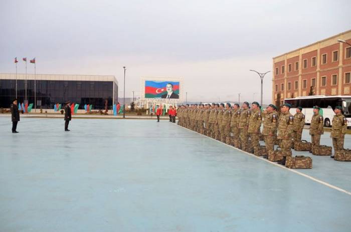 A group of Azerbaijani peacekeepers return home from Afghanistan