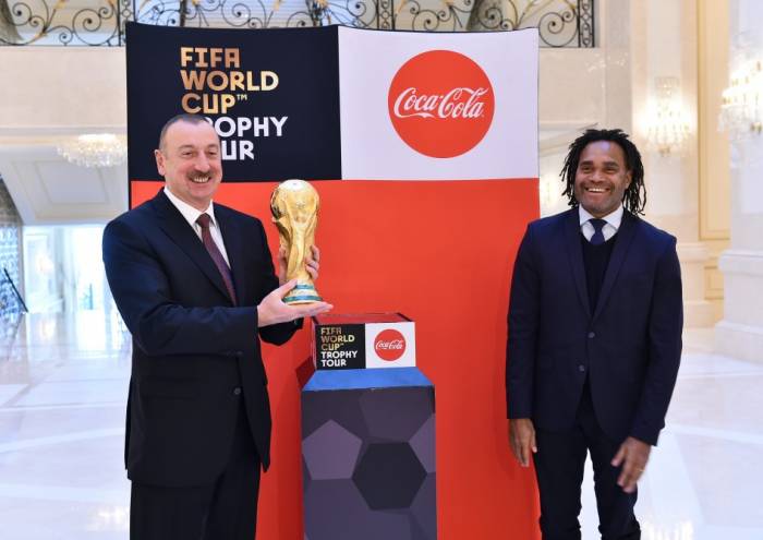 Trophy of 2018 FIFA World Cup presented to Azerbaijani president - PHOTOS