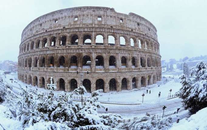 See beautiful drone footage of the rare snowfall in Rome