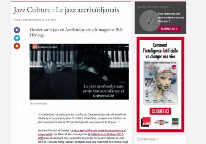 Un site français publie un article sur le jazz azerbaïdjanais