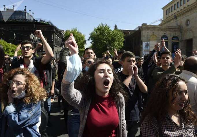 Armenians gather for new day of protests in Central Yerevan