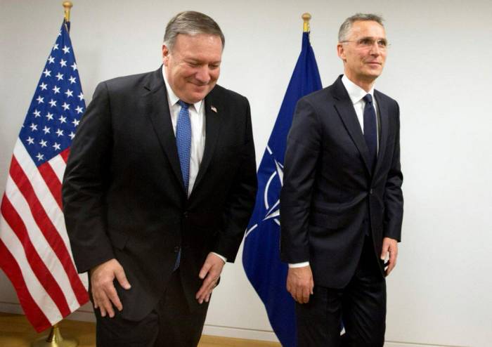 Hours after winning job, Pompeo in Brussels in show of support for NATO