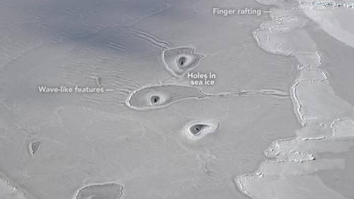 Unos misteriosos agujeros en el hielo del Ártico desconciertan a la NASA