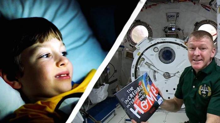 Astronauts are reading bedtime stories to children from space