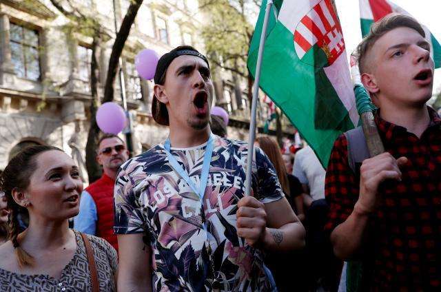 Thousands of Hungarians protest in Budapest against Orban landslide
 