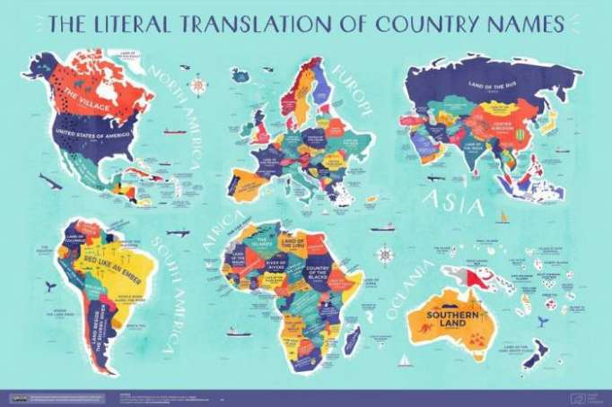 World Map of literally translated country names will amaze you