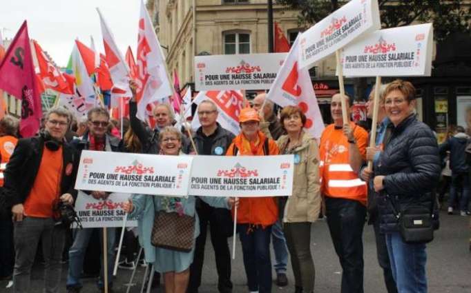 French public service workers strike to protest govt plan