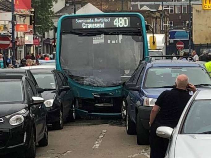 14 people injured and 25 cars damaged after bus crash in Dartford