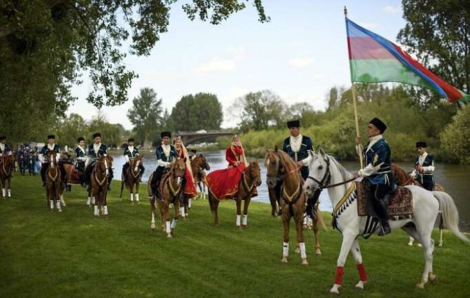 Karabakh horses perform in a show in London